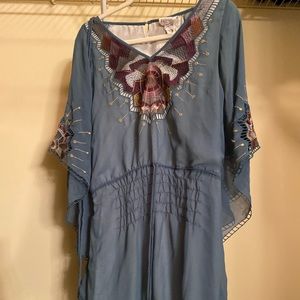 Blue Dress with Sleeve Detail. Size Medium